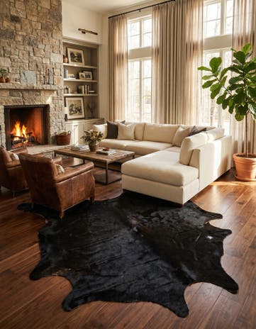6' 6 x 6' 11 Cowhide Leather Square Rug