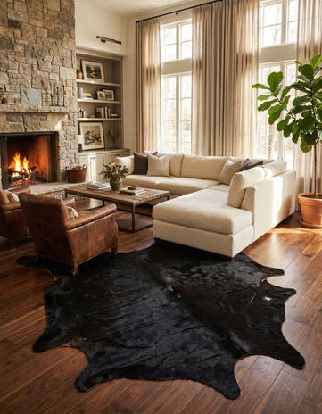 6' 6 x 6' 11 Cowhide Leather Square Rug