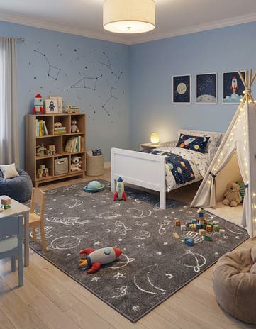 5' 3 x 8' Planets Whimsy Kids Rug