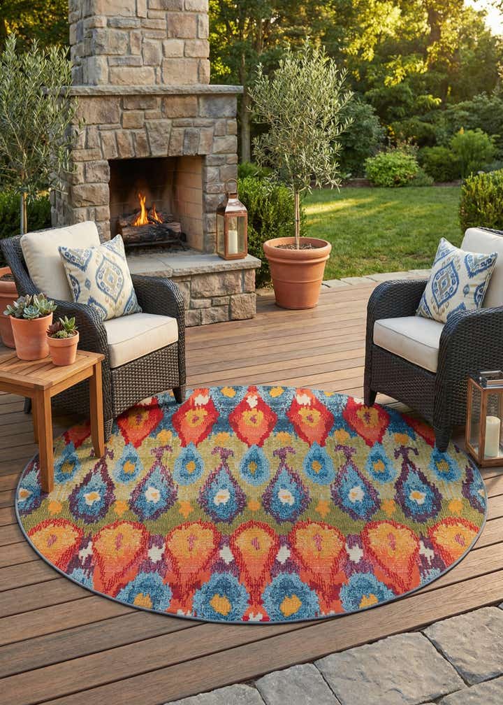 6' x 6' Easy-Clean Modern Indoor / Outdoor Round Rug