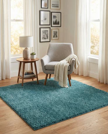  5' x 5' Soft Solid Shag Square Rug