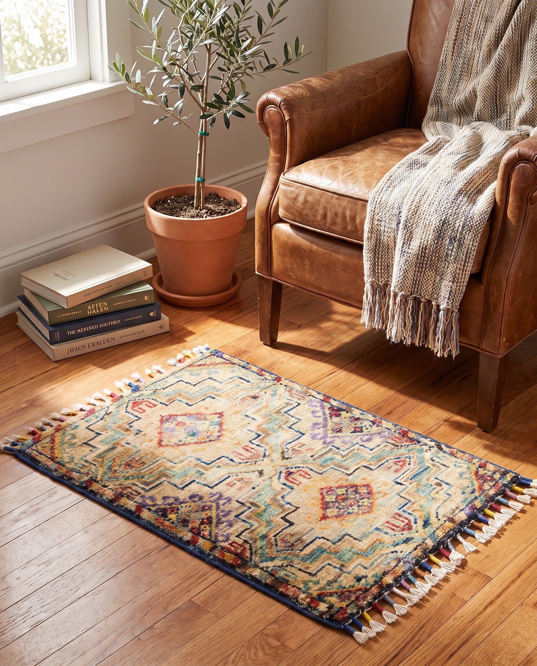1' 4 x 2' Hand Knotted Ziegler Rug