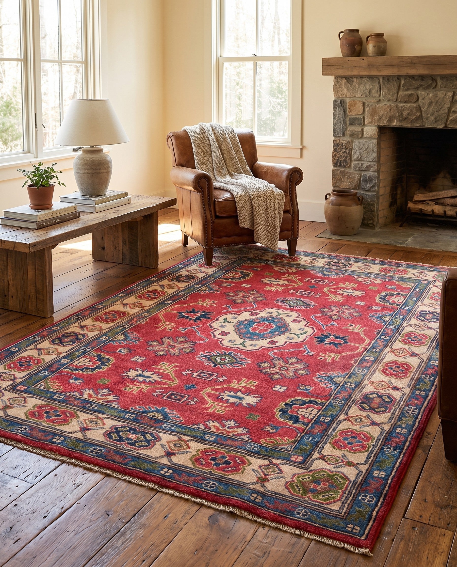 4' x 5' 9 Hand Knotted Kazak Rug