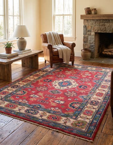 4' x 5' 9 Hand Knotted Kazak Rug