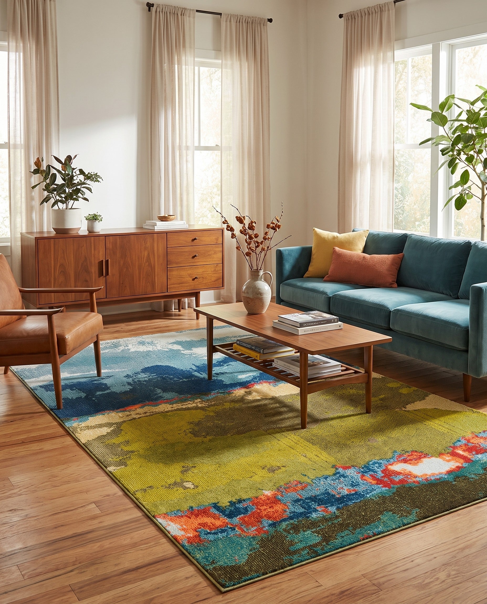 Blue Washable Hyacinth Rug