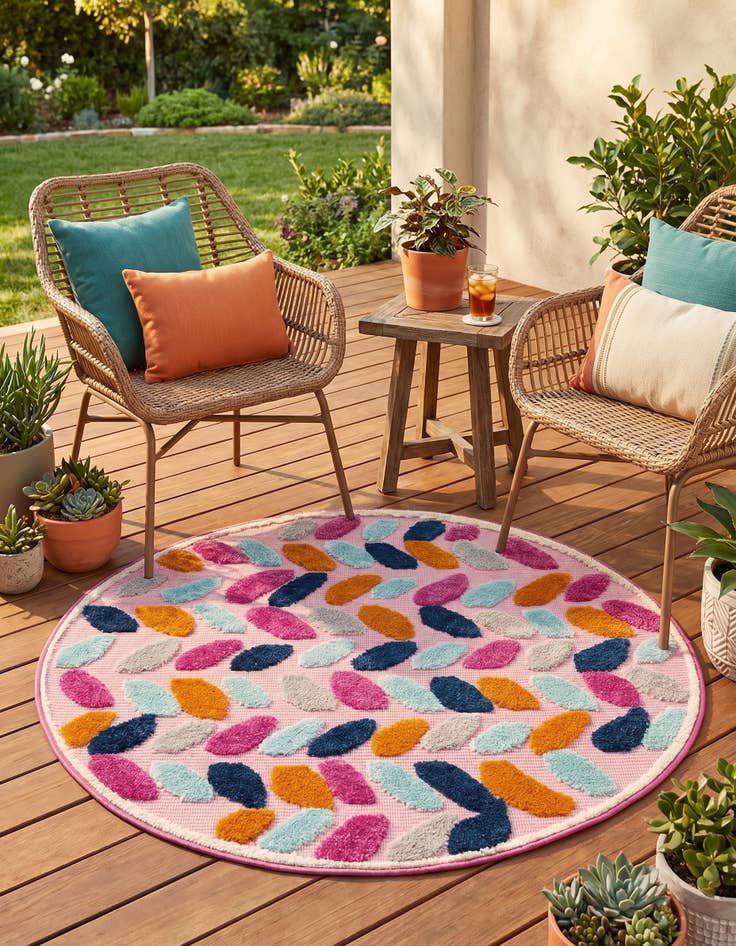 Detail image of 3' 3 x 3' 3 Easy-Clean Aruba Indoor / Outdoor Round Rug