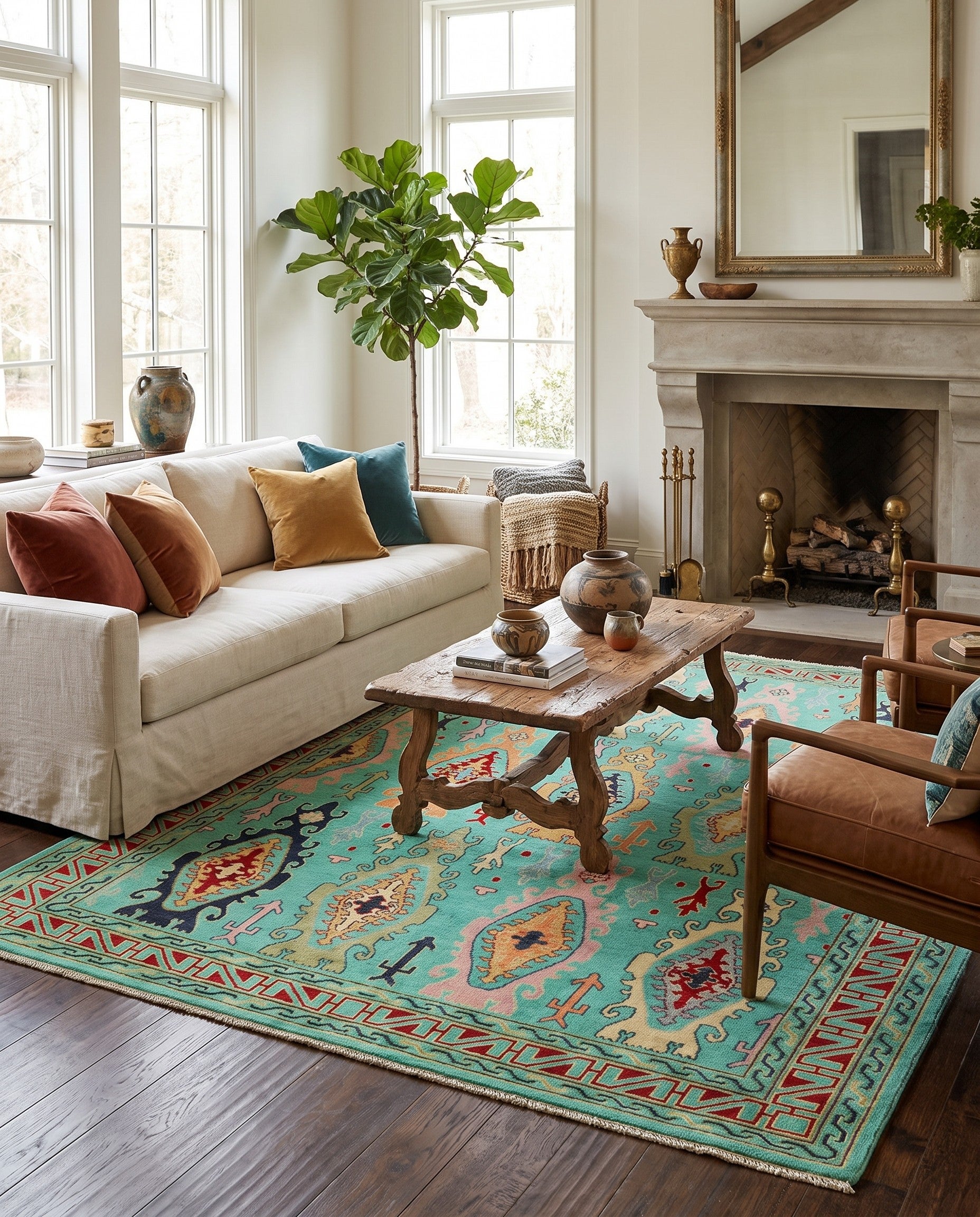6' 8 x 9' 9 Hand Knotted Kazak Rug