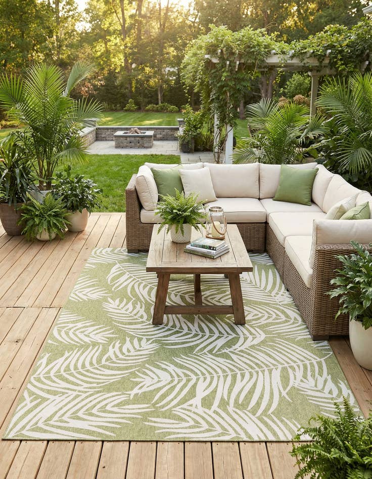 Detail image of 10' x 14'  Washable Botanical Indoor / Outdoor Rug