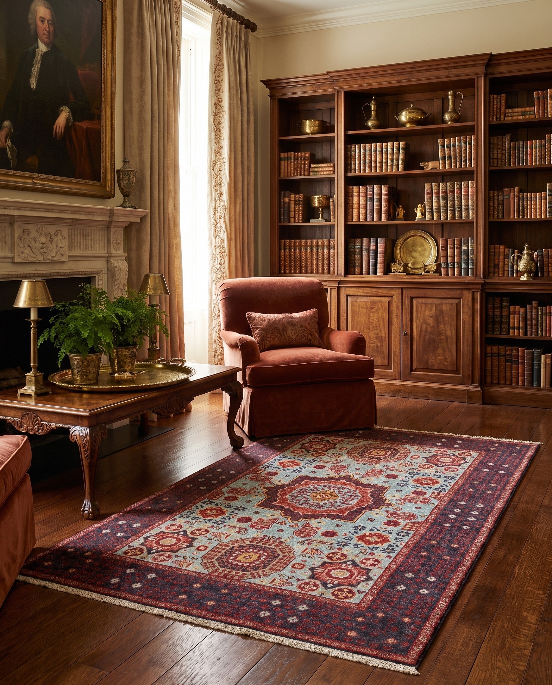 3' 5 x 5' Hand Knotted Mamluk Ziegler Rug
