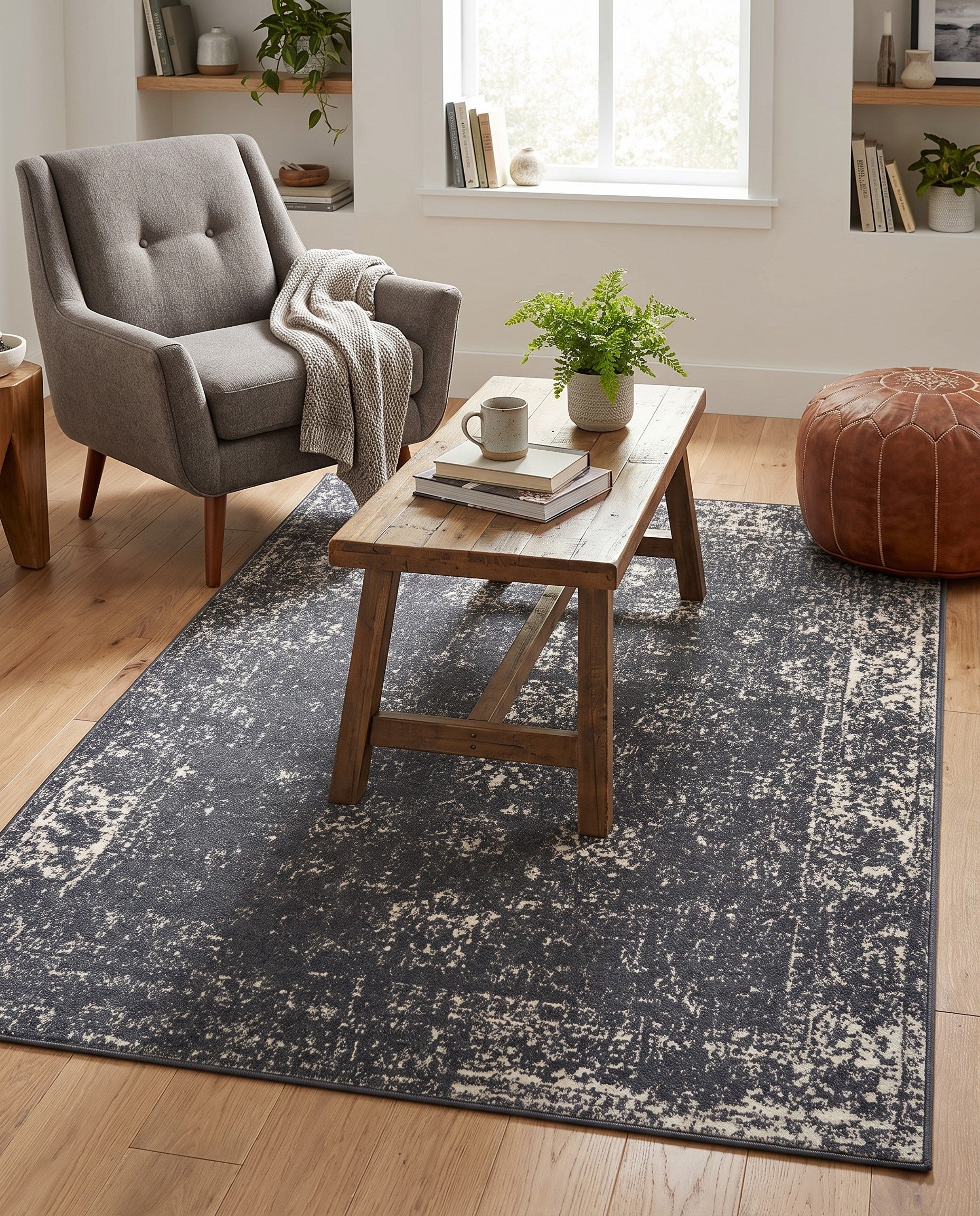 Slate Blue and Ivory Monte Carlo Rug