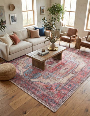 Beige Washable Maahru Square Rug