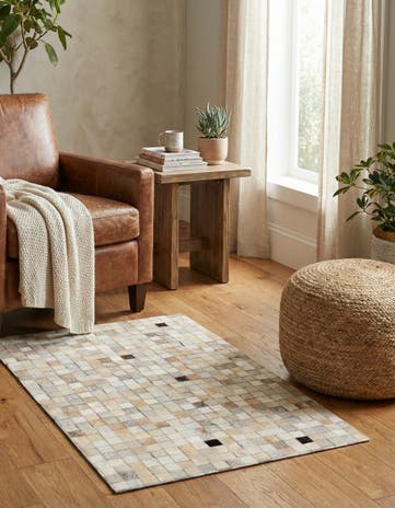 2' x 3' Cowhide Leather Rug