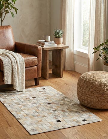 2' x 3' Cowhide Leather Rug
