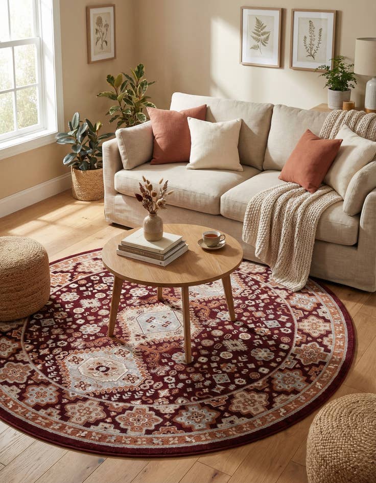 Detail image of 7' 10 x 7' 10 Kamala Washable Round Rug