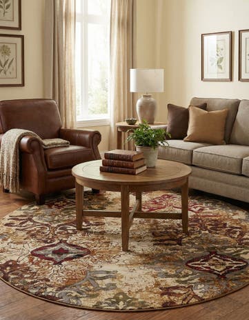 Beige Coffee Shop Round Rug