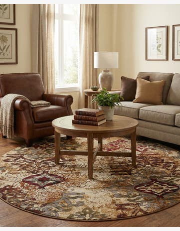 Beige Cafe Round Rug