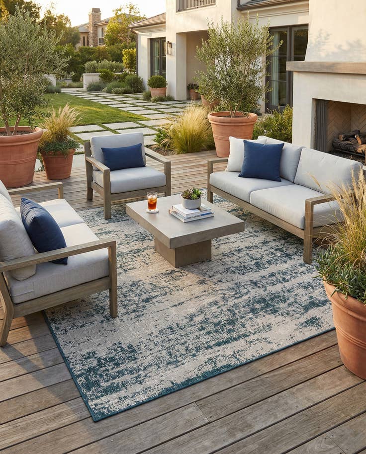 Detail image of 6' x 6' 10 Easy-Clean Modern Indoor / Outdoor Square Rug