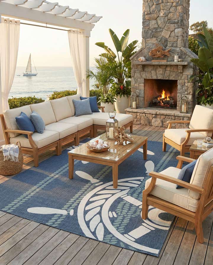 9' x 12' Easy-Clean Coastal Indoor / Outdoor Rug