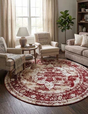 Burgundy Monte Carlo Round Rug