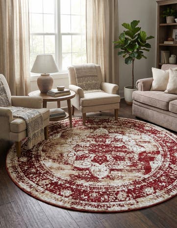 Burgundy Monte Carlo Round Rug
