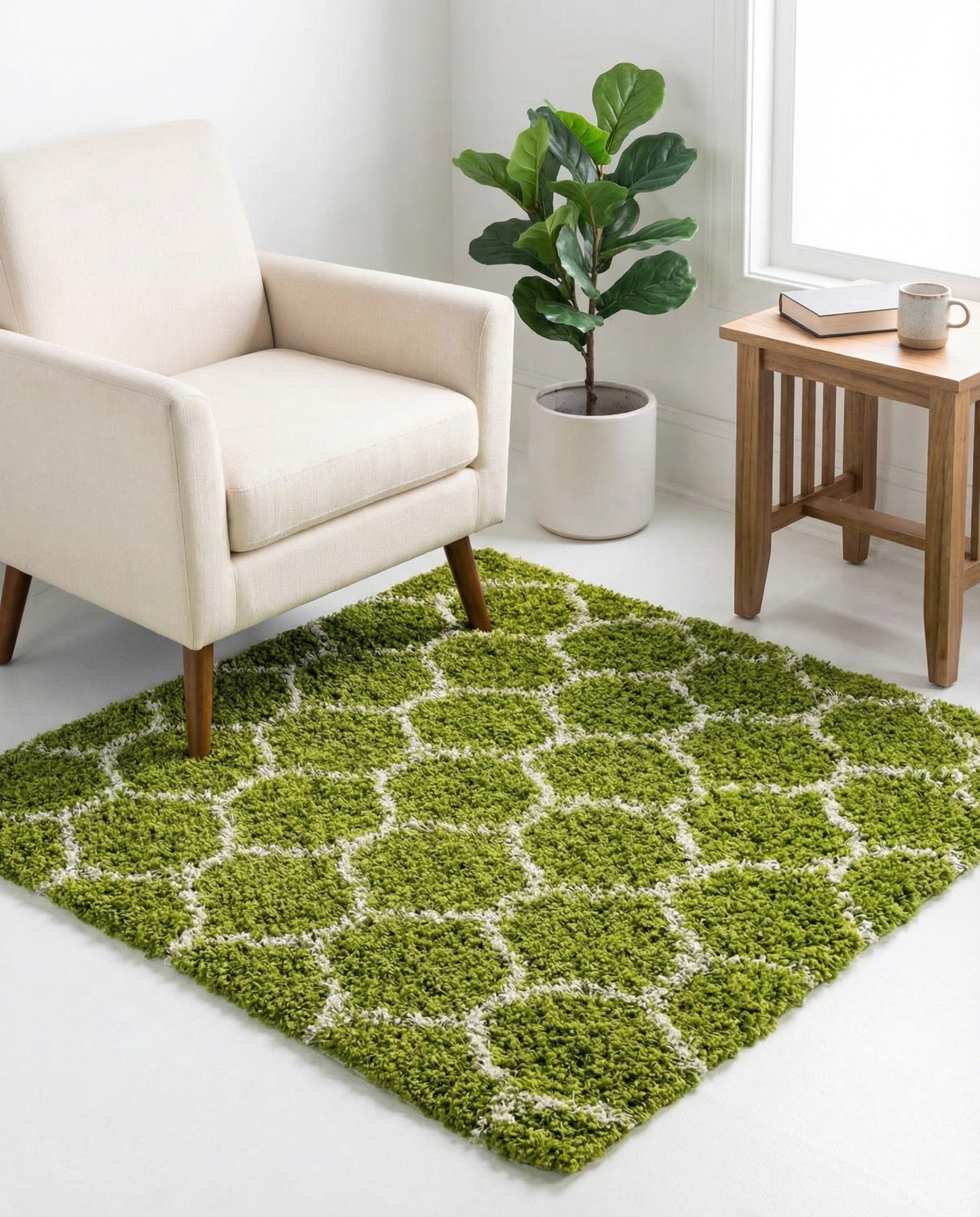 4' x 4' Trellis Shag Square Rug