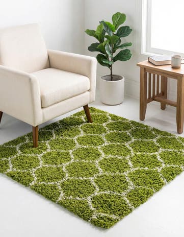 4' x 4' Lattice Shag Square Rug