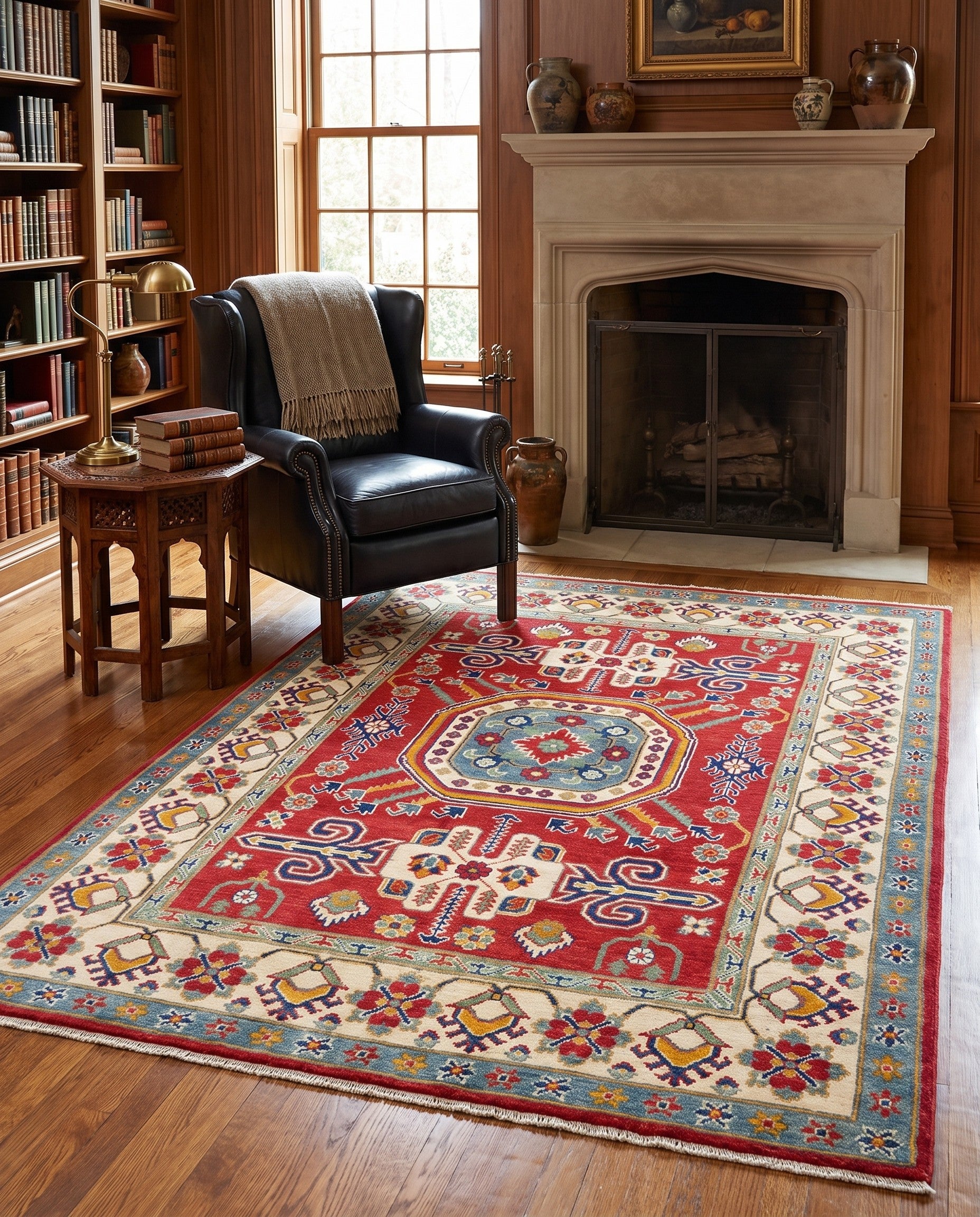 4' 10 x 6' 8 Hand Knotted Kazak Rug