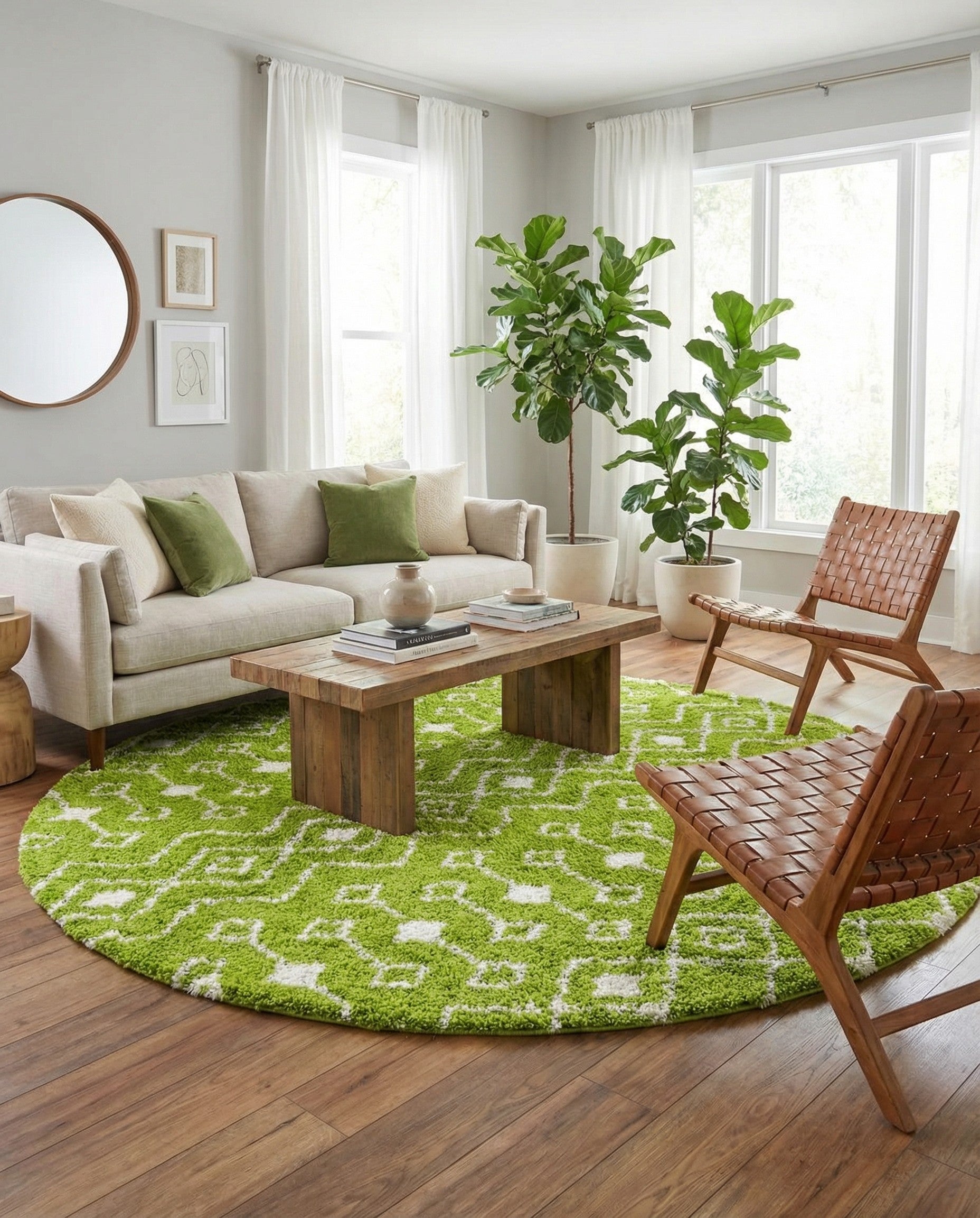  10' x 10' Moroccan Trellis Shag Round Rug