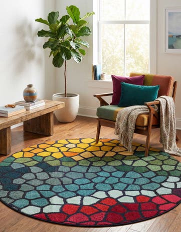 Washable Hyacinth Round Rug