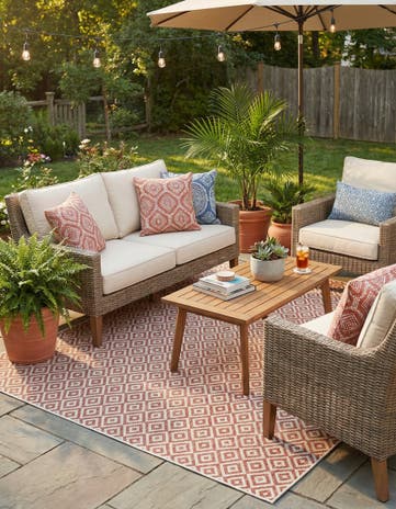 Rust Red Easy-Clean Jill Zarin Costa Rica Indoor / Outdoor Square Rug