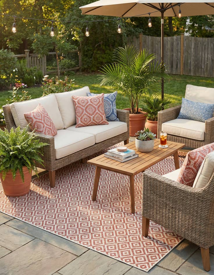 Detail image of 7' 10 x 7' 10 Easy-Clean Jill Zarin Costa Rica Indoor / Outdoor Square Rug
