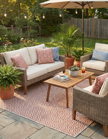 Rust Red Easy-Clean Jill Zarin Costa Rica Indoor / Outdoor Square Rug