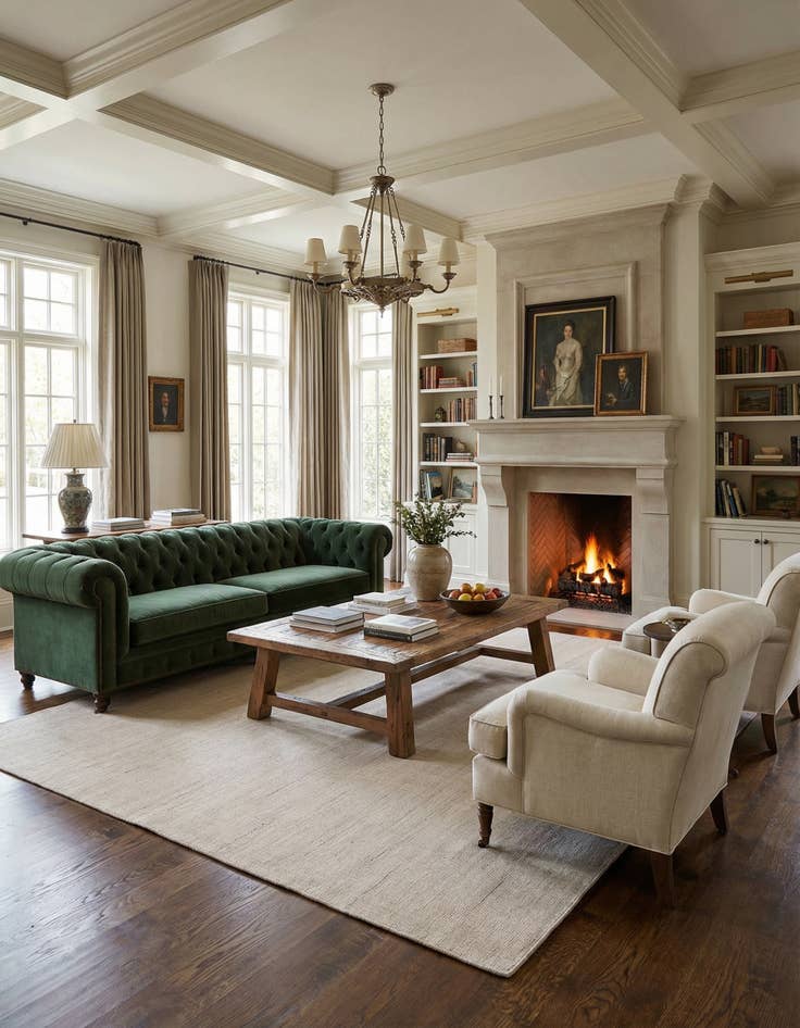 Detail image of 10' x 10'  Hand Woven Jill Zarin English Manor Farmhouse Wool Square Rug