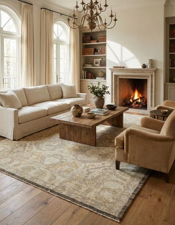 9' 5 x 12' 7 Hand Knotted Oushak Wool Rug