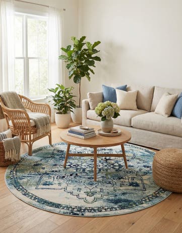 6' x 6' Washable Fleur Round Rug
