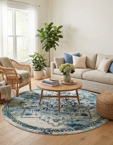 6' x 6' Washable Fleur Round Rug
