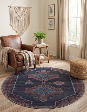 Charcoal and Gray Washable Sisu Round Rug