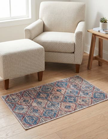 Peach and Blue Washable Sisu Rug
