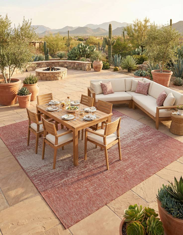 Detail image of 9' x 12'  Washable Modern Indoor / Outdoor Rug