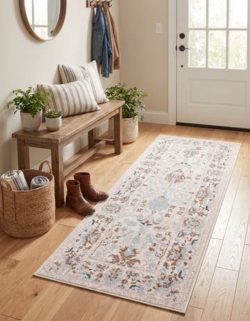 Ivory Kamala Washable Runner Rug