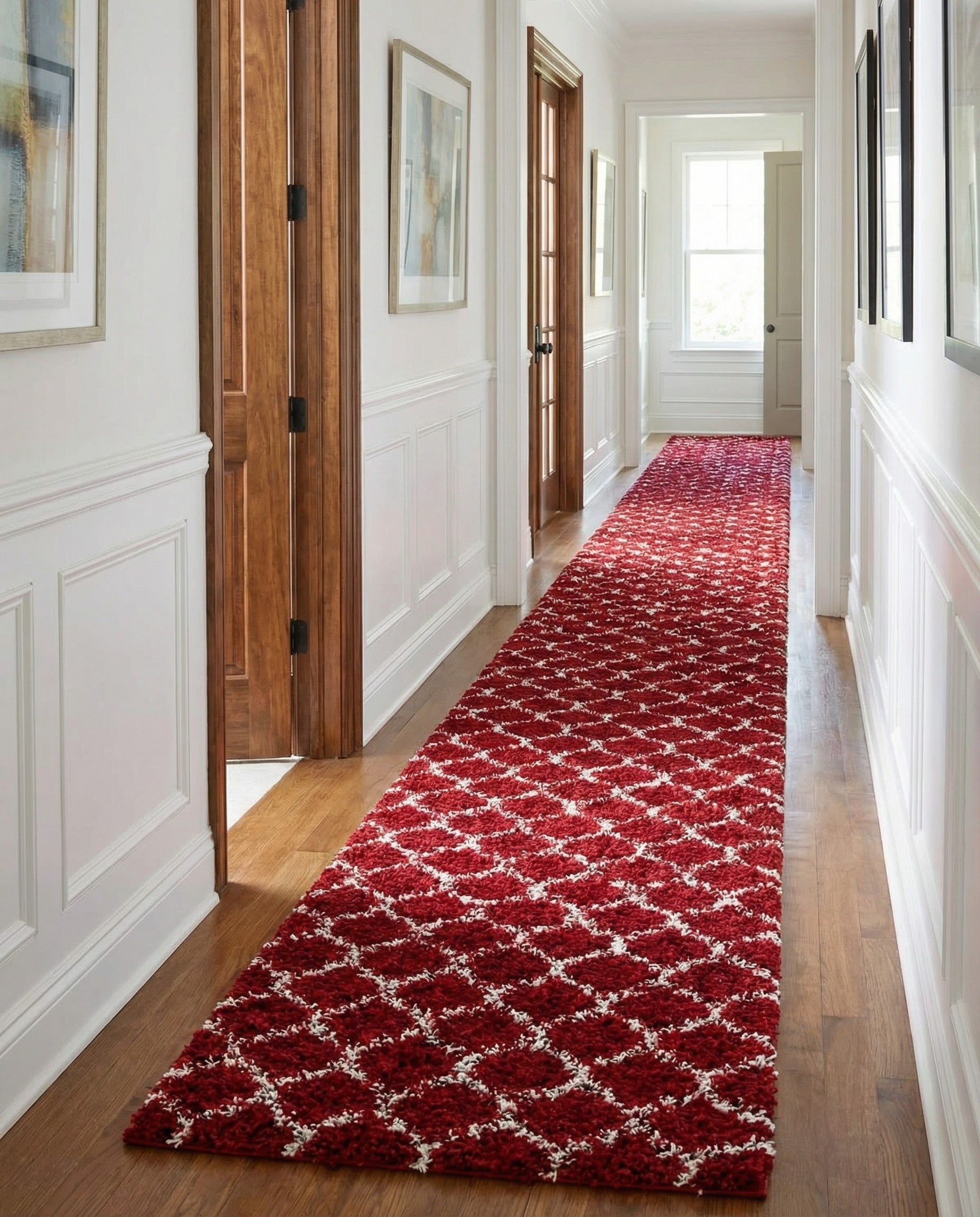 3' 3 x 16' 5 Trellis Shag Runner Rug