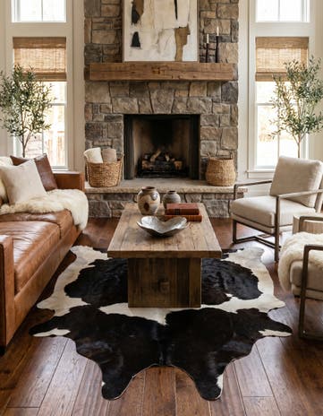 5' x 5' 2 Cowhide Leather Square Rug