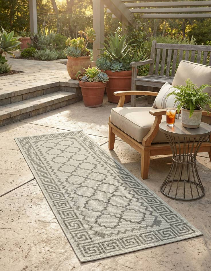 Detail image of 2' 2 x 6' Washable Lattice Indoor / Outdoor Runner Rug