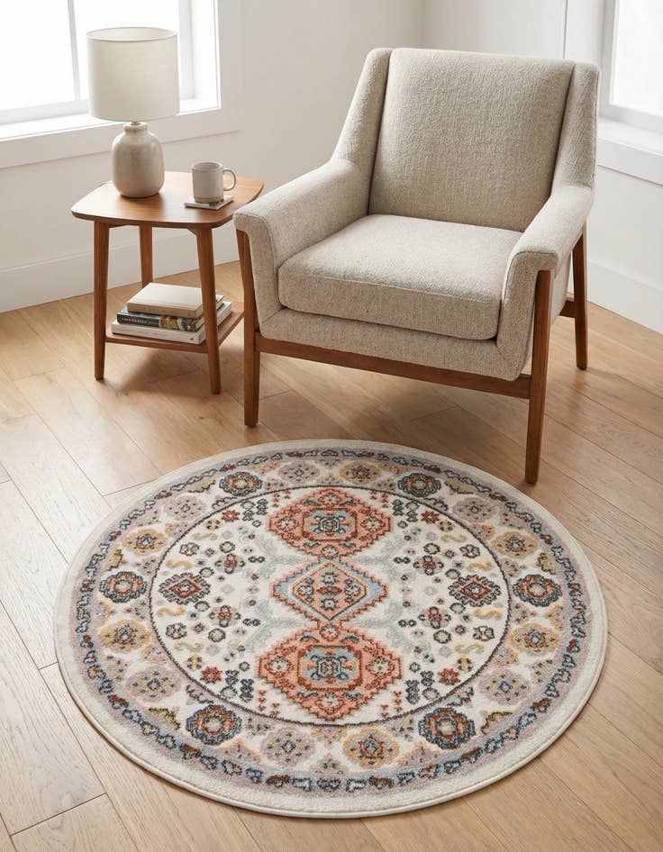 Detail image of 3' 3 x 3' 3 Kamala Washable Round Rug