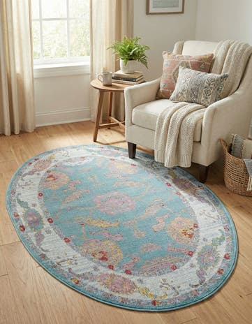 Aqua and Blue Paragon Oval Rug