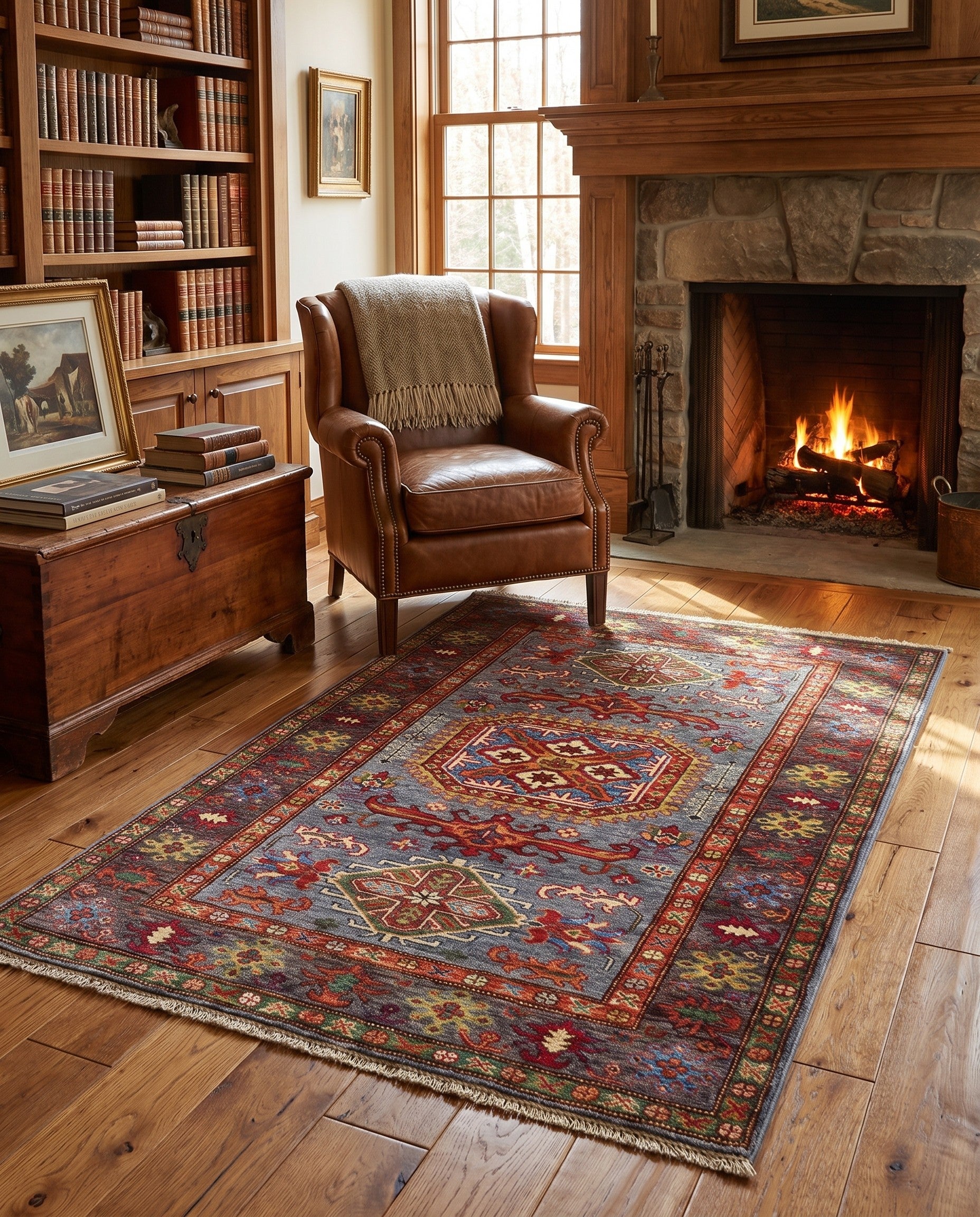 3' 6 x 5' 3 Hand Knotted Kazak Rug