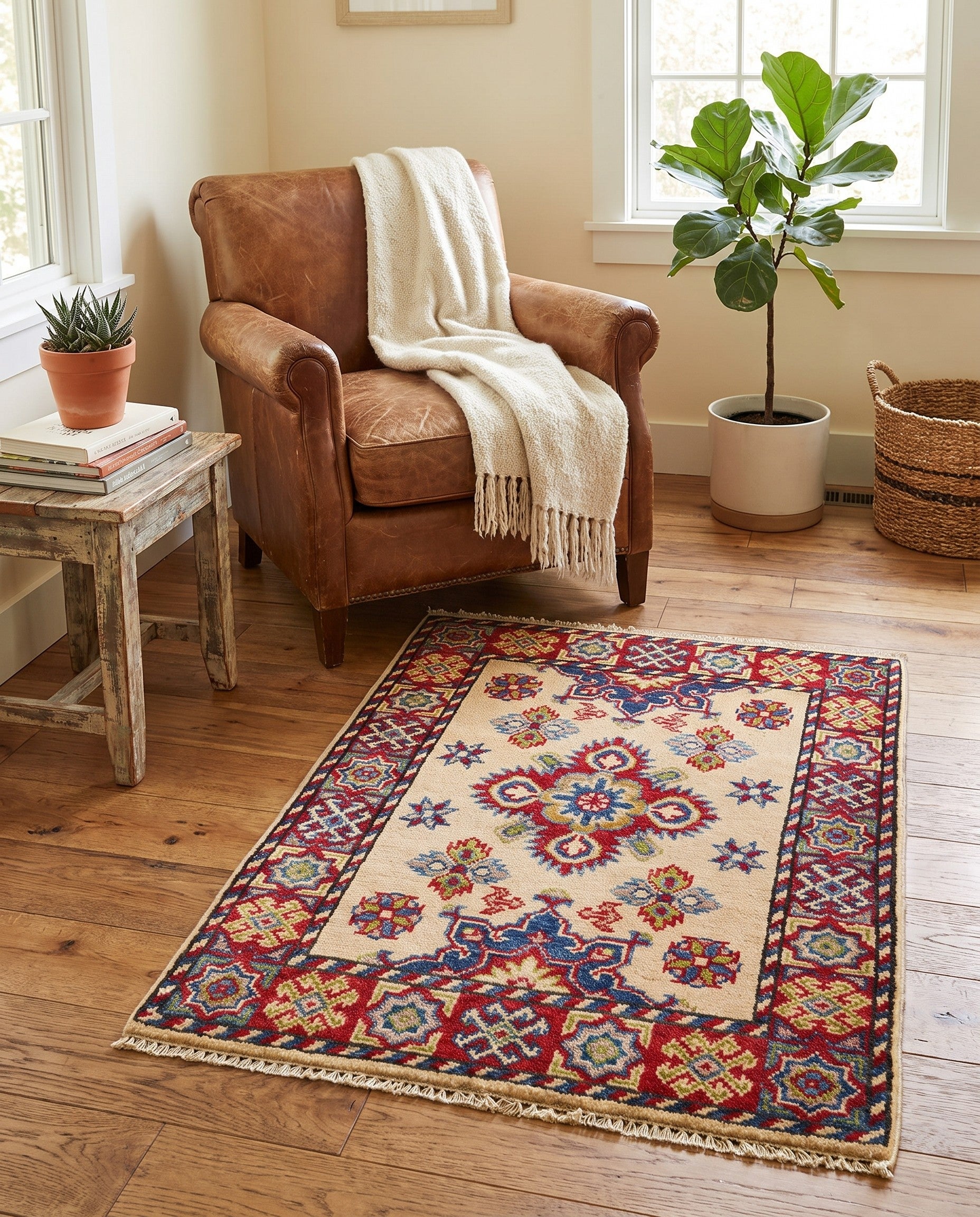2' 2 x 2' 11 Hand Knotted Kazak Rug