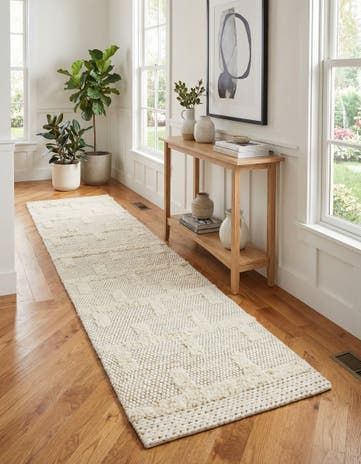 Ivory Hand Woven Lana New Zealand Wool Runner Rug