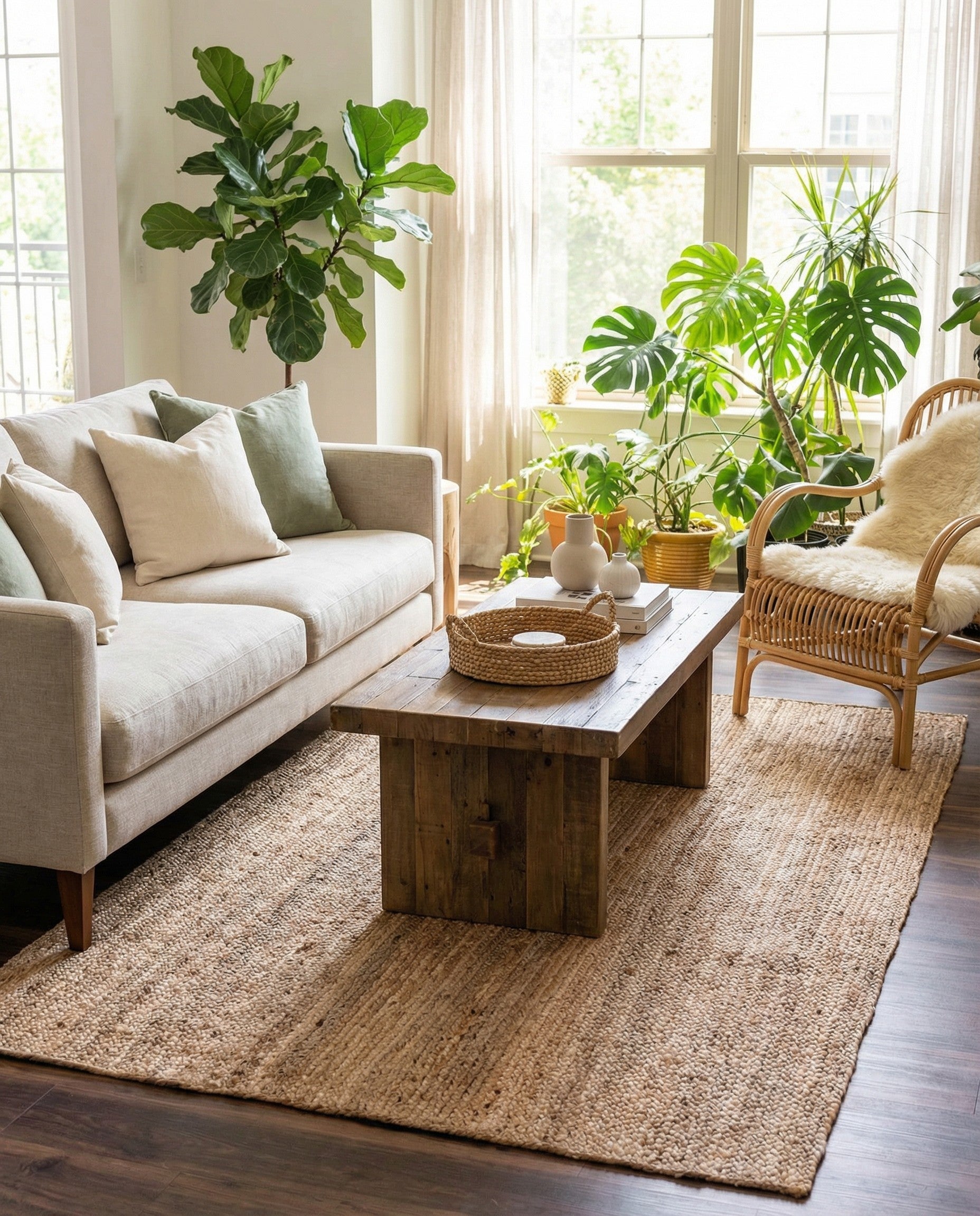 5' 1 x 8' Handmade Braided Jute Rug