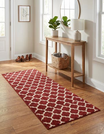 Dark Terracotta Lattice Runner Rug
